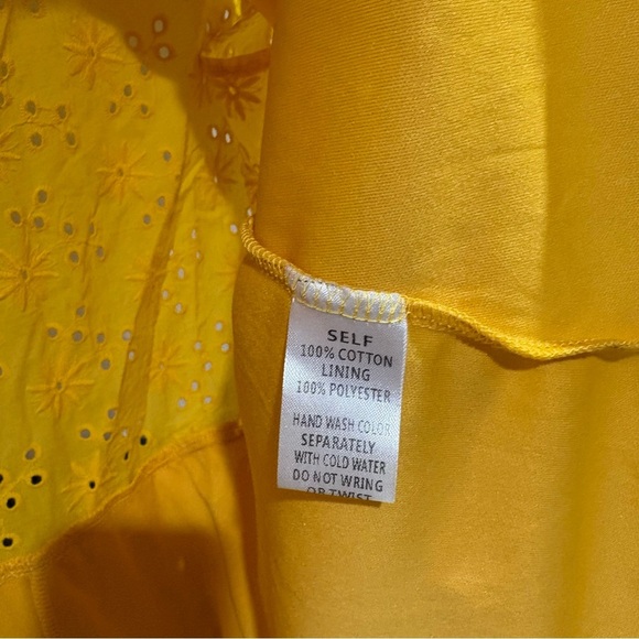 Chic Soul Yellow Peplum Ruffled Eyelet Cap Sleeve Blouse - Picture 6 of 10